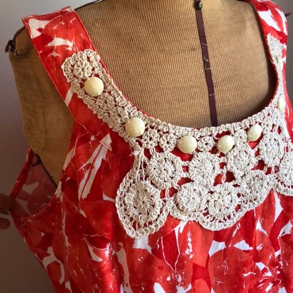 Cato Woman Red Coral Sleeveless Dress LinenRayon - Picture 6 of 15